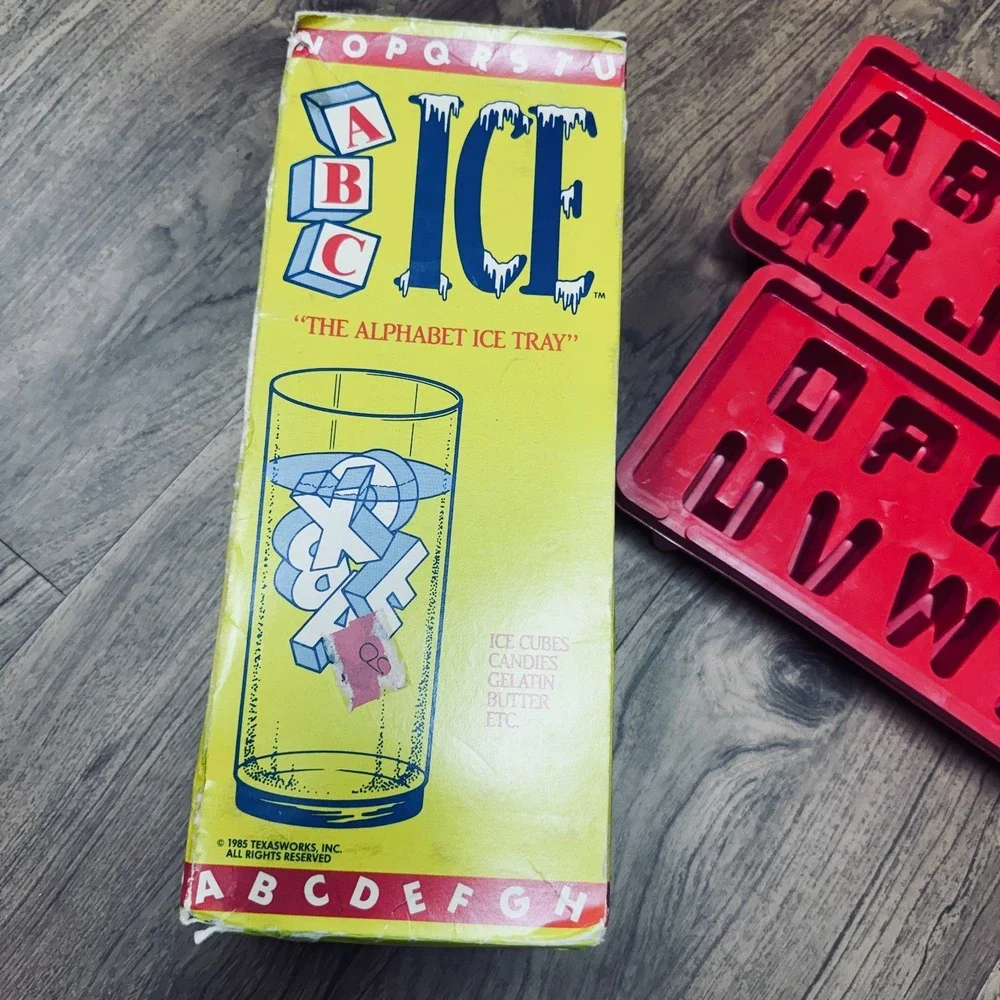 Vintage Ice Cube Tray Mold Alphabet Red Texasworks 1985 Gelatin Birthday USA